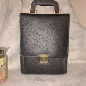Black ostrich leather combination lock
